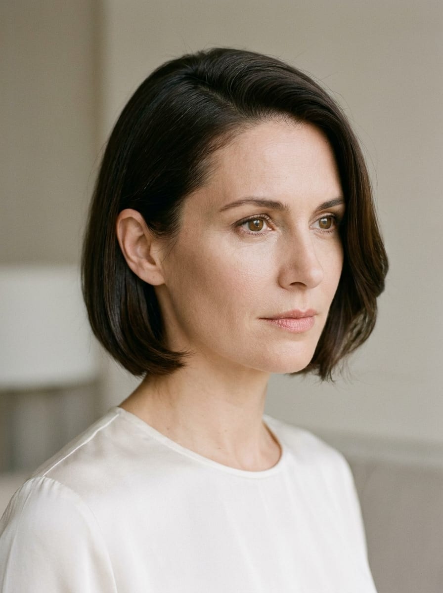 Sleek Short Bob mit Seitenscheitel - Sleek Frisur